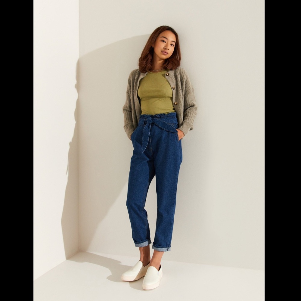 Monk & Lou Coren paper bag waist denim pants, size 6